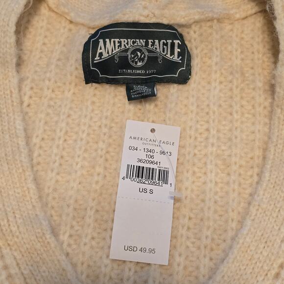American Eagle Sweater Cardigan Womens Size Small Beige Wool Blend Cozy Layering - Picture 4 of 10